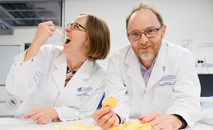 Dr Heather Smyth and Professor Jason Stokes keeping the crunch in low fat potato chips